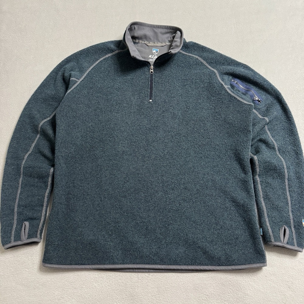 Kuhl Alfpaca Fleece Pullover Mens XXL Blue Quarter Zip Outdoor Hiking